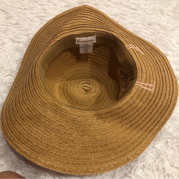 Embroidered Flamingo Pom Pom Straw Hat OS - Picture 5 of 5